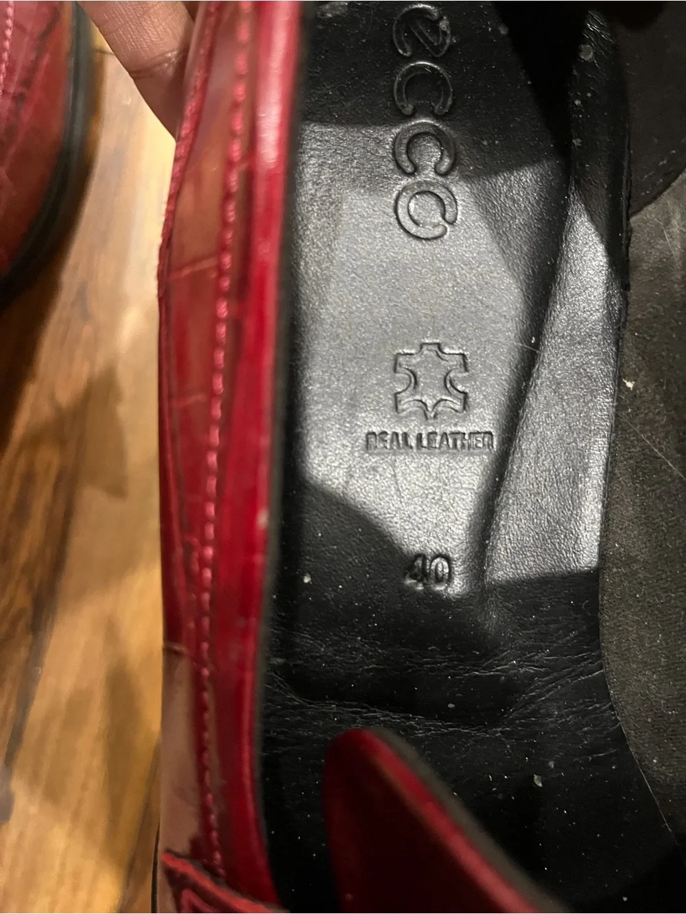 ECCO Dress Classic 15 Croc Embossed Leather Penny Loafers Burgundy EU 40 us9-9.5
